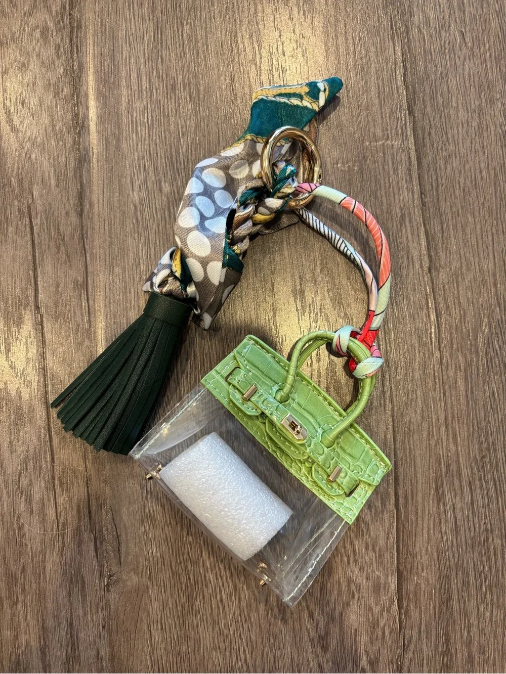 🌸 Summer Green & Clear Mini Bag Charm & Keychain 🌸